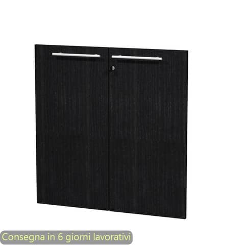 Coppia ante basse nero venato frassino 80×77 cm in melaminico con serratura linea Flora Artexport – 91067M/8