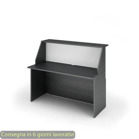 Bancone reception nero venato frassino-bianco -140x76xH.117 cm in melaminico Musa Artexport – 2824-B14/83