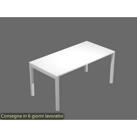 Scrivania open space piano bianco 180x80x72,5 cm gamba a ponte in metallo grigio Bridge Artexport SOL180/3-AA