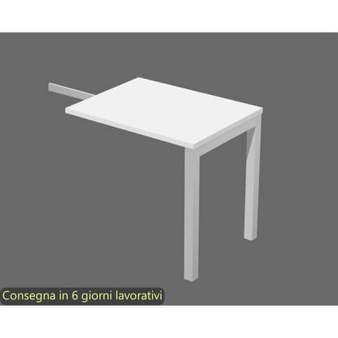 Allungo per scrivania reversibile dx/sx bianco 80x60xH.72,5 cm gamba a ponte in metallo Bridge Artexport SOL/ALL/3-AA