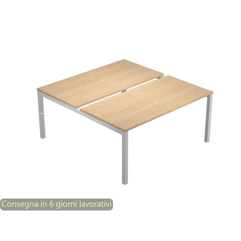 Bench doppio piano rovere 140x168xH.72,5 cm gamba a ponte in metallo grigio alluminio Bridge Artexport BENCH12/J-AA