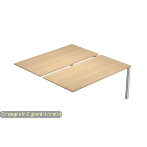 Postazione aggiuntiva doppia Bench rovere 180x168x72,5 cm gamba a ponte in metallo bianco Bridge BENCH18-S/C-AM