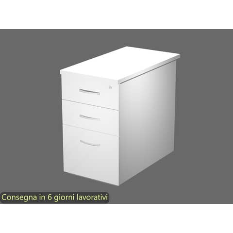 Cassettiera alta bianca 2 cassetti + 1 classificatore 44x80x73 cm complanare alle scrivania – montata – Flex CA80/3