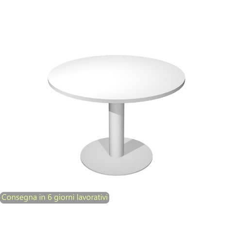 Tavolo riunione rotondo piano bianco Ø80xH.73 cm gamba sezione rotonda in metallo alluminio linea Flex PR80-B50/3