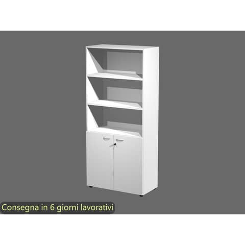 Armadio alto con 2 ante basse bianco in melaminico 90×45,8xH.200 cm – linea componibili 2898 Artexport – AR/ST+AB/33