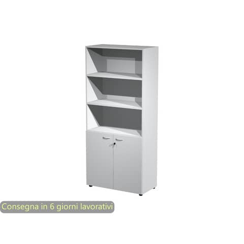 Armadio alto con 2 ante basse grigio in melaminico 90×45,8xH.200 cm – linea componibili 2898 Artexport – AR/ST+AB/9