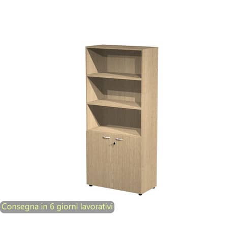Armadio alto con 2 ante basse rovere in melaminico 90×45,8xH.200 cm – linea componibili 2898 Artexport – AR/ST+AB/C