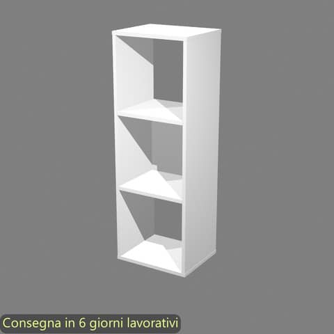 Libreria componibile 3 caselle bianca 35,9×29,2×103,9 cm linea Maxicolor Artexport – 3MaxC/3