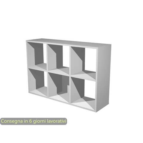 Libreria componibile 6 caselle grigio alluminio -104×29,2xH.69,8 cm  linea Maxicolor Artexport – 6MaxC/5