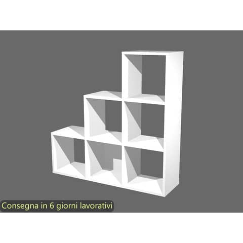 Libreria componibile 6 caselle a scalare bianca 104×29,2xH.103,9 cm linea Maxicolor Artexport – 6DMaxC/3