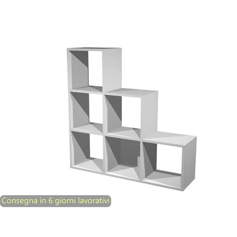 Libreria componibile 6 caselle a scalare grigio alluminio 104×29,2xH.103,9 cm linea Maxicolor Artexport – 6DMaxC/5