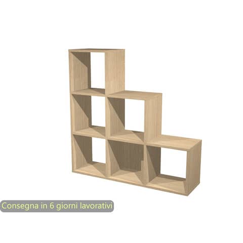 Libreria componibile 6 caselle a scalare rovere 104×29,2xH.103,9 cm linea Maxicolor Artexport – 6DMaxC/C