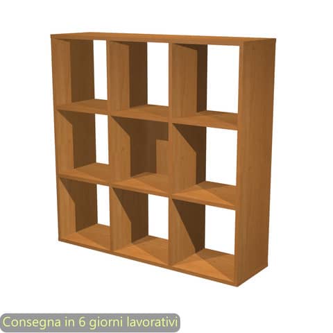 Libreria componibile 9 caselle noce chiaro 104×29,2xH.103,9 cm linea Maxicolor Artexport – 9MaxC/4
