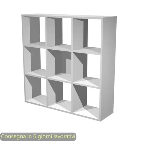 Libreria componibile 9 caselle grigio alluminio 104×29,2xH.103,9 cm linea Maxicolor Artexport – 9MaxC/5