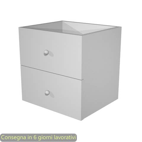 Coppia di cassetti grigio alluminio per libreria componibile Maxicolor Artexport 32,5×28,8×32,5 cm – 2C MaxC/5