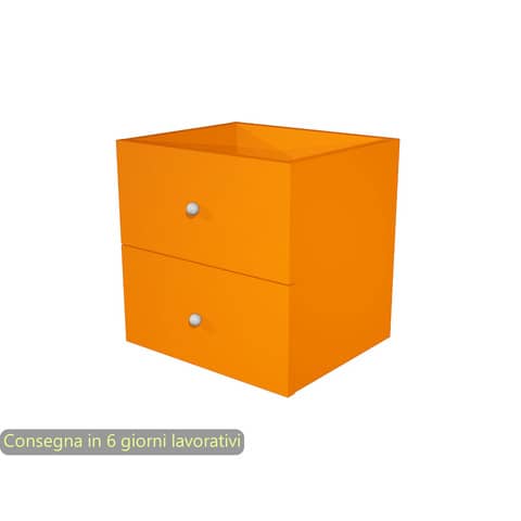 Coppia di cassetti arancio per libreria componibile Maxicolor Artexport 32,5×28,8×32,5 cm – 2C MaxC/O