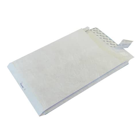 Buste a sacco con strip e 3 soffietti Tyvek Postyvek 55 g/m² bianco 22,9×32,4 cm – conf. 100 pezzi – 0756
