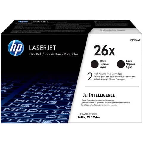 Toner alta capacità 26X HP nero  Conf. 2 – CF226XD