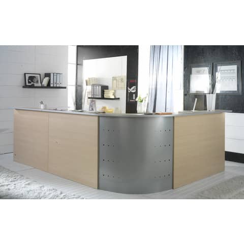 Scrivania Reception Frensy EMOTION fianchi a pannello 160x80x72 cm rovere con sopralzo 160×115 cm – UEMSRSA16