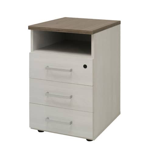 Cassettiera fissa 3 cassetti + vano Frensy Florence 52×44,5×72 cm top olmo – struttura frassino chiaro UFLC3CVANO