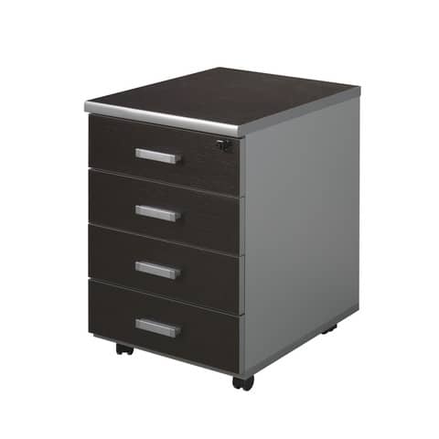 Cassettiera 4 cassetti Frensy Spirit con ruote 44x52x63 cm wengé USPWC4C