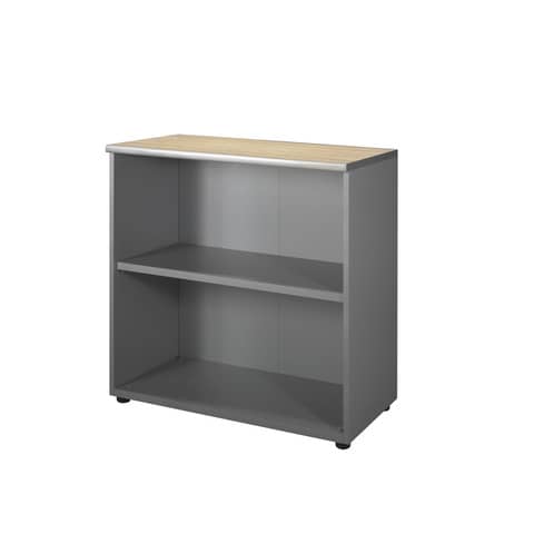 Mobile basso a giorno Frensy Spirit 1 ripiano doppia larghezza 90x45x90 cm top rovere – struttura grigia – USPRM99
