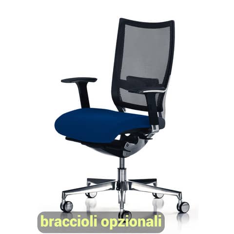 Sedia semidirezionale girevole Unisit Concept COT – schienale in rete – rivestimento fili luce blu – COT/F11