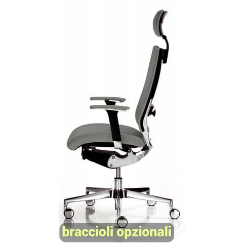 Sedia semidirezionale girevole Unisit Concept COTPG ergonomica con poggiatesta rivestimento fili luce grigio COTPG/F14
