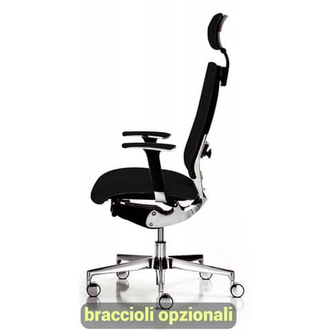 Sedia semidirezionale girevole Unisit Concept COTPG ergonomica con poggiatesta rivestimento ecopelle nero – COTPG/KN