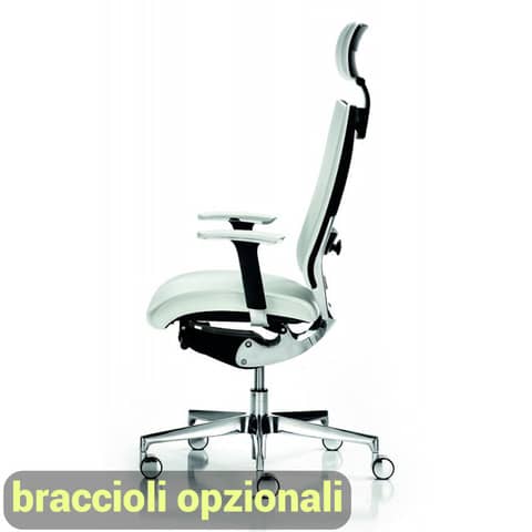 Sedia semidirezionale girevole Unisit Concept COTPG ergonomica con poggiatesta rivestimento pelle bianco – COTPG/PQ