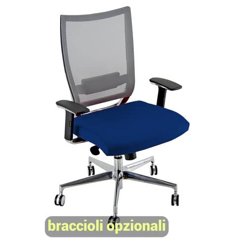 Sedia semidirezionale girevole Unisit Concept COTXL schienale in rete grigio – rivestimento fili luce blu – COTXL/F11