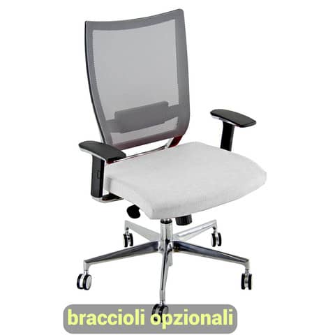 Sedia semidirezionale girevole Unisit Concept COTXL schienale in rete grigio – rivestimento pelle bianco – COTXL/PQ