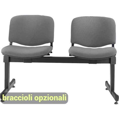 Panca 2 posti attesa Unisit Dado D52P – rivestimento Eco grigio scuro D52P/ET