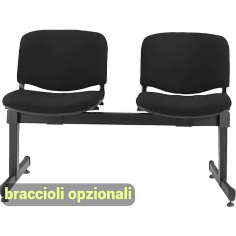 Panca 2 posti attesa Unisit Dado D52P – rivestimento ignifugo nero D52P/IN