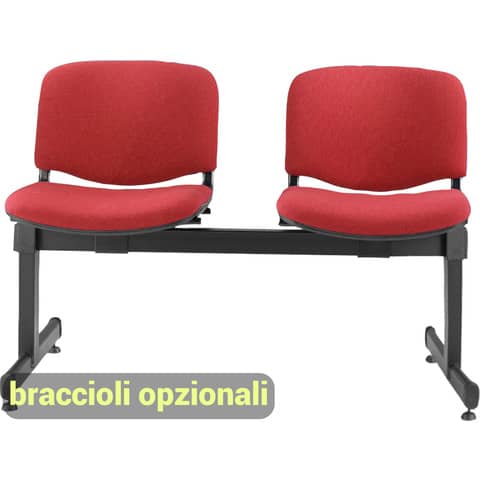 Panca 2 posti attesa Unisit Dado D52P – rivestimento ignifugo rosso D52P/IR