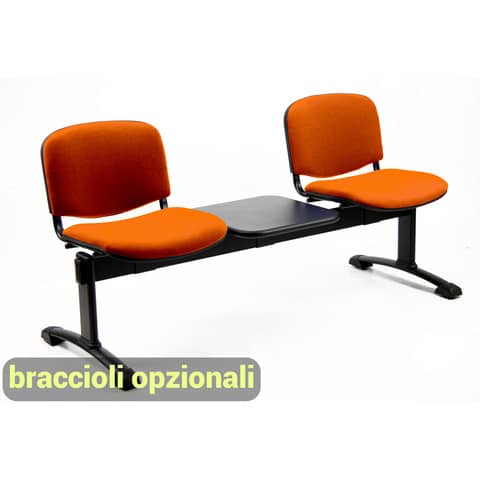 Panca 2 posti attesa Unisit Dado D52PT con tavolino – rivestimento Eco arancione – D52PT/EA
