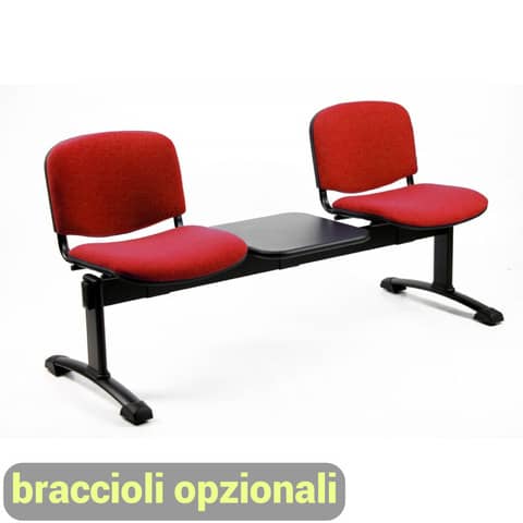 Panca 2 posti attesa Unisit Dado D52PT con tavolino – rivestimento Eco rosso – D52PT/ER