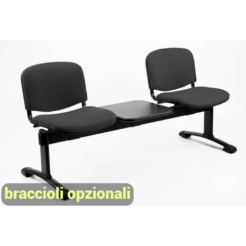 Panca 2 posti attesa Unisit Dado D52PT con tavolino – rivestimento Eco grigio scuro – D52PT/ET