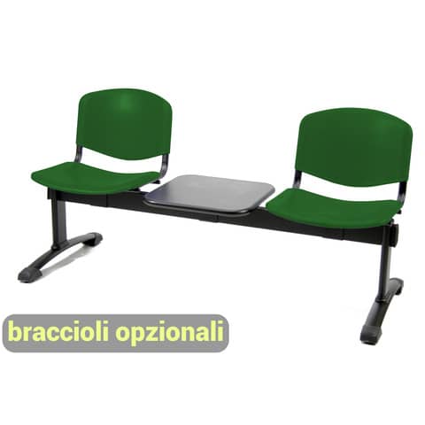 Panca 2 posti attesa Unisit Dado D52PT con tavolino – rivestimento Eco verde – D52PT/EV