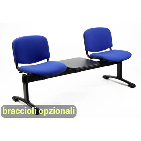 Panca 2 posti attesa Unisit Dado D52PT con tavolino – rivestimento ignifugo blu – D52PT/IB