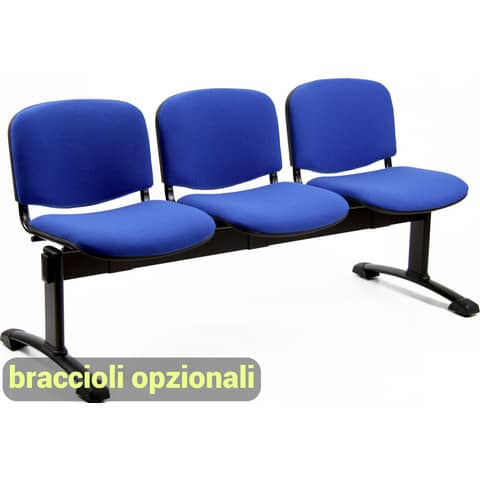 Panca 3 posti attesa Unisit Dado D53P – rivestimento ignifugo blu D53P/IB
