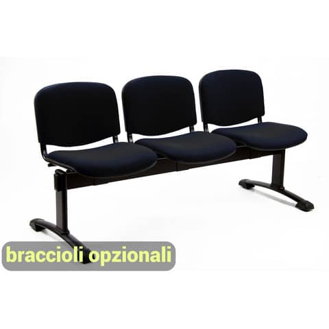 Panca 3 posti attesa Unisit Dado D53P – rivestimento ignifugo nero D53P/IN