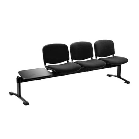 Panca 3 posti attesa Unisit Dado D53PT con tavolino – rivestimento Eco nero – D53PT/EN