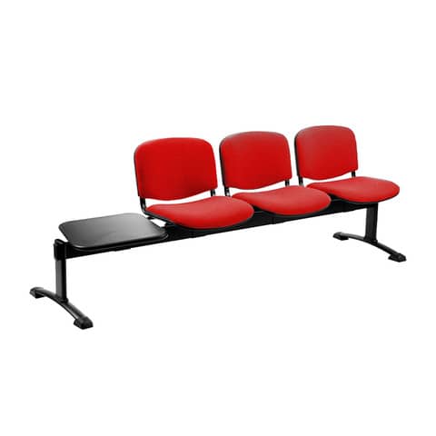 Panca 3 posti attesa Unisit Dado D53PT con tavolino – rivestimento ignifugo rosso – D53PT/IR