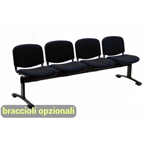 Panca 4 posti attesa Unisit Dado D54P – rivestimento Eco nero D54P/EN