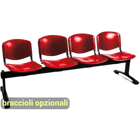Panca 4 posti attesa Unisit Dado D54P – rivestimento Eco rosso D54P/ER