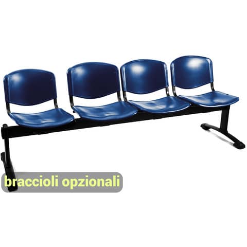 Panca 4 posti attesa Unisit Dado D54P – rivestimento ignifugo blu D54P/IB
