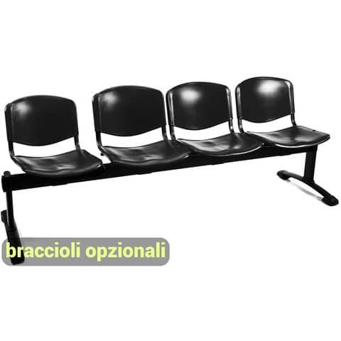 Panca 4 posti attesa Unisit Dado D54P – rivestimento ignifugo nero D54P/IN
