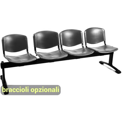Panca 4 posti attesa Unisit Dado D54P – rivestimento ignifugo grigio scuro D54P/IT