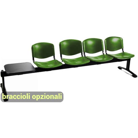 Panca 4 posti attesa Unisit Dado D54PT con tavolino – rivestimento Eco verde – D54PT/EV